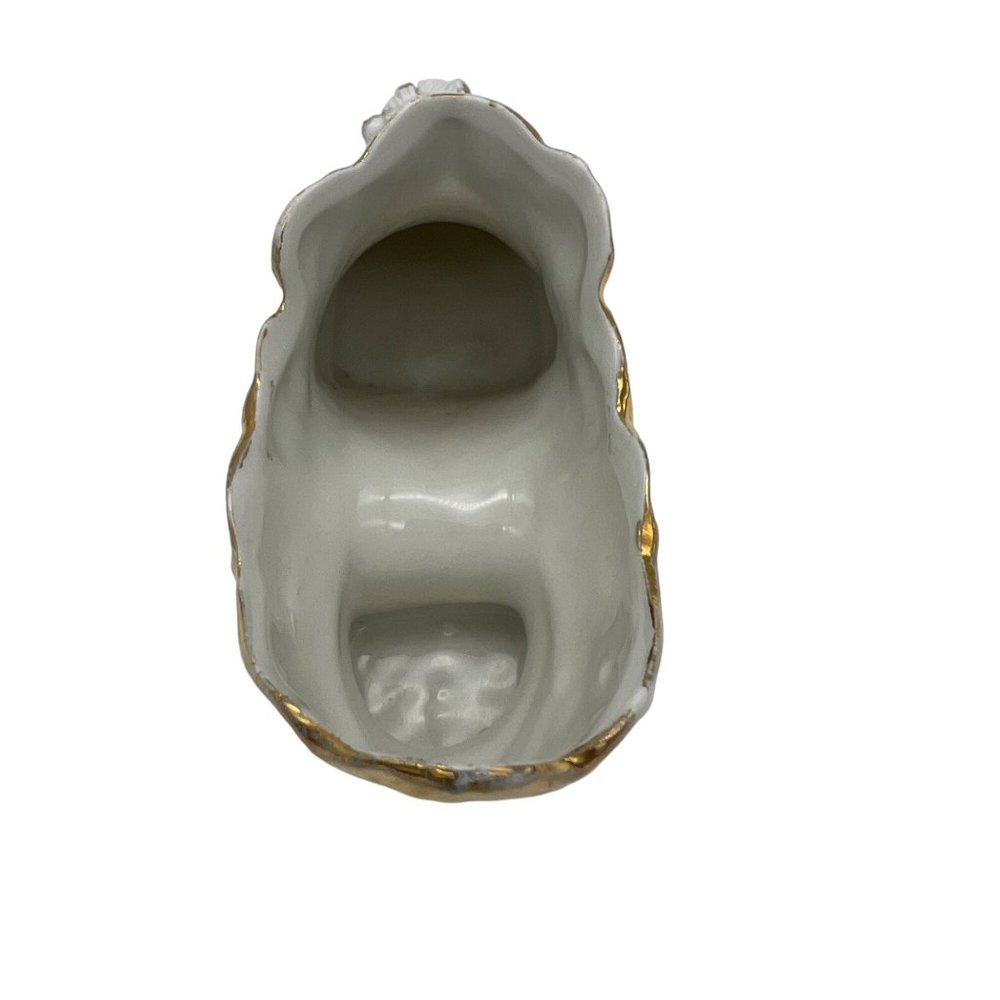 Vintage Porcelain Souvenir Shoe from Amsterdam New York White Gold Trim 6" Long - Picture 4 of 6